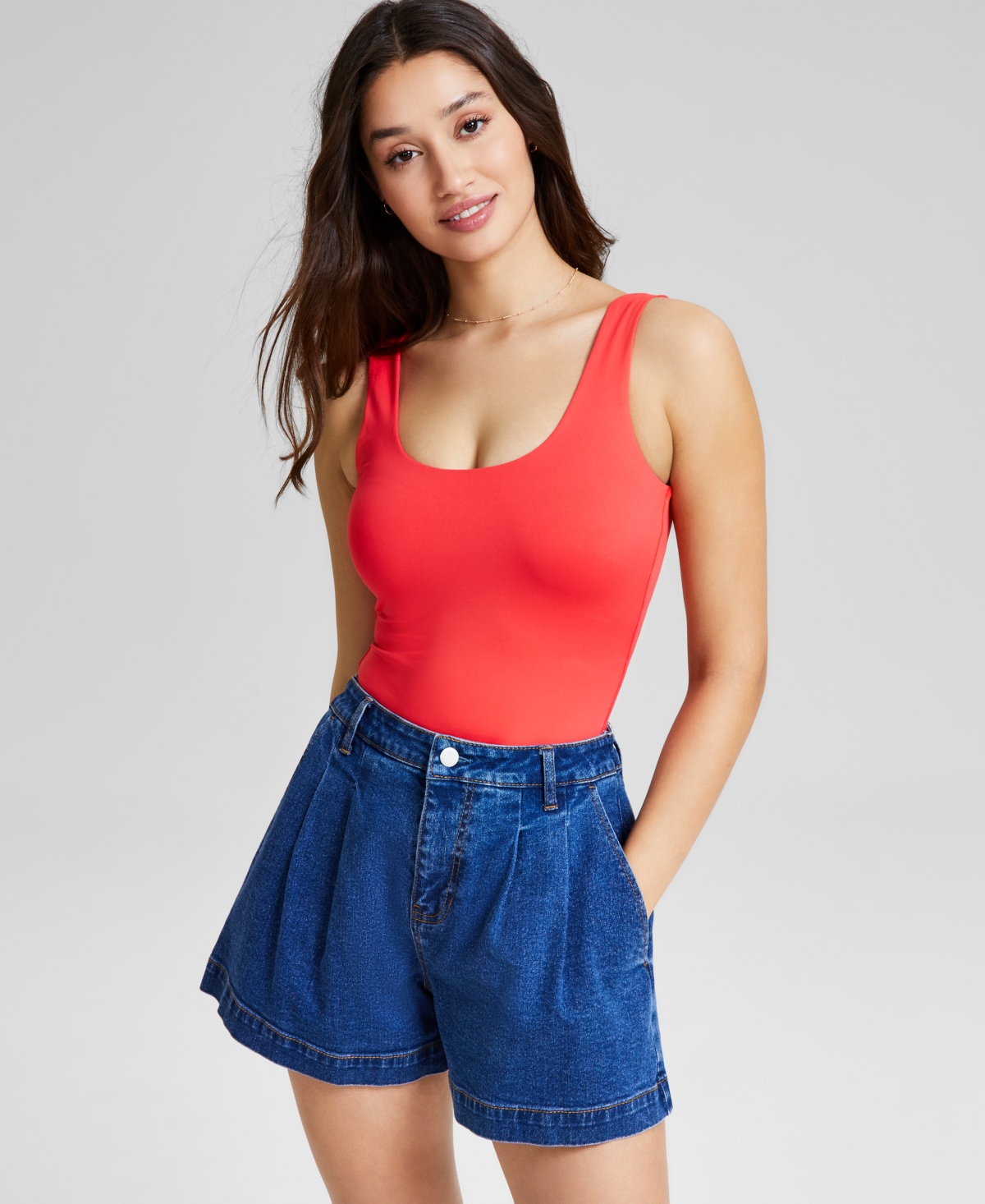 Shop And Now This Scoop-neck Double-layered Sleeveless Bodysuit, Created For Macy's In Hibiscus B