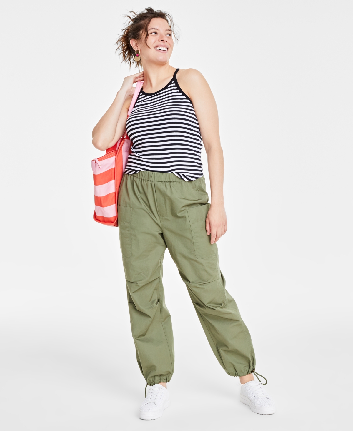 Women's Patch-Pocket Jogger Pants, Created for Macy's - Olivine