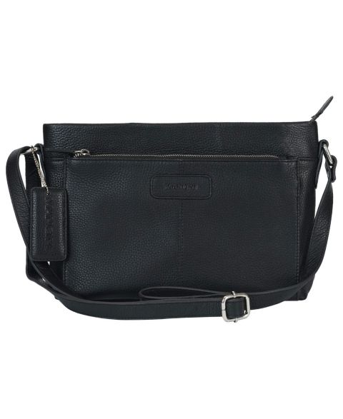 Женская сумка Mancini Pebble Loretta Leather Crossbody Handbag with Organizer, цвет: Чёрный
