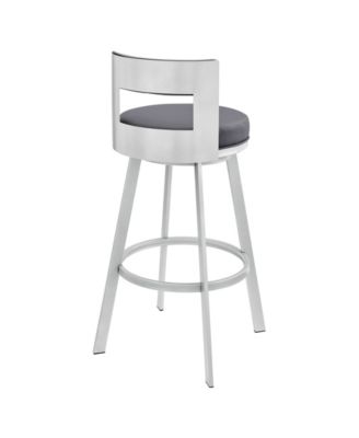 Flynn 26" Swivel Counter Stool in Silver Metal with Faux Leather