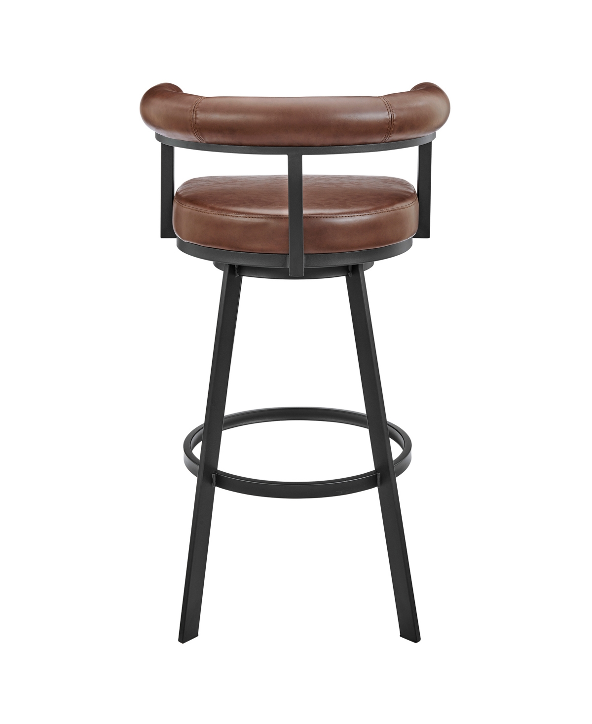 Armen Living Magnolia 26" Swivel Counter Stool In Metal With Faux Leather In Brown,black