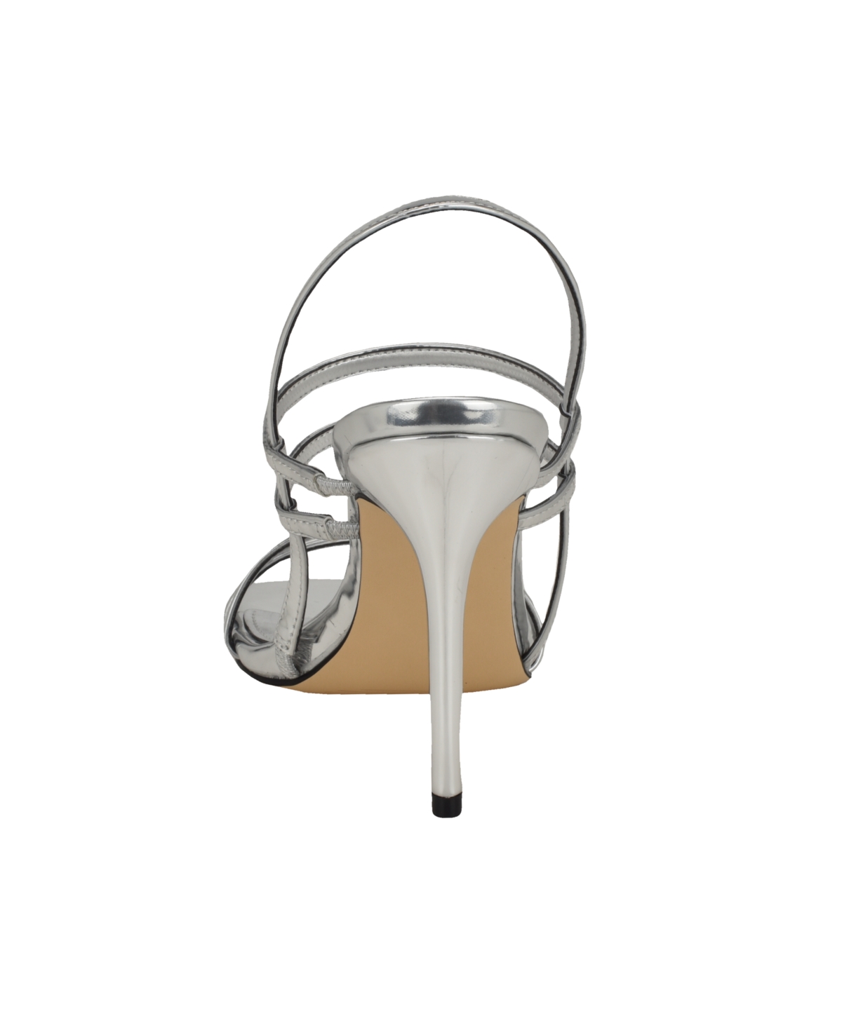 Calvin Klein Women's Teoni Strappy Stiletto Dress Sandals - Silver Mirror Metallic- Manmade