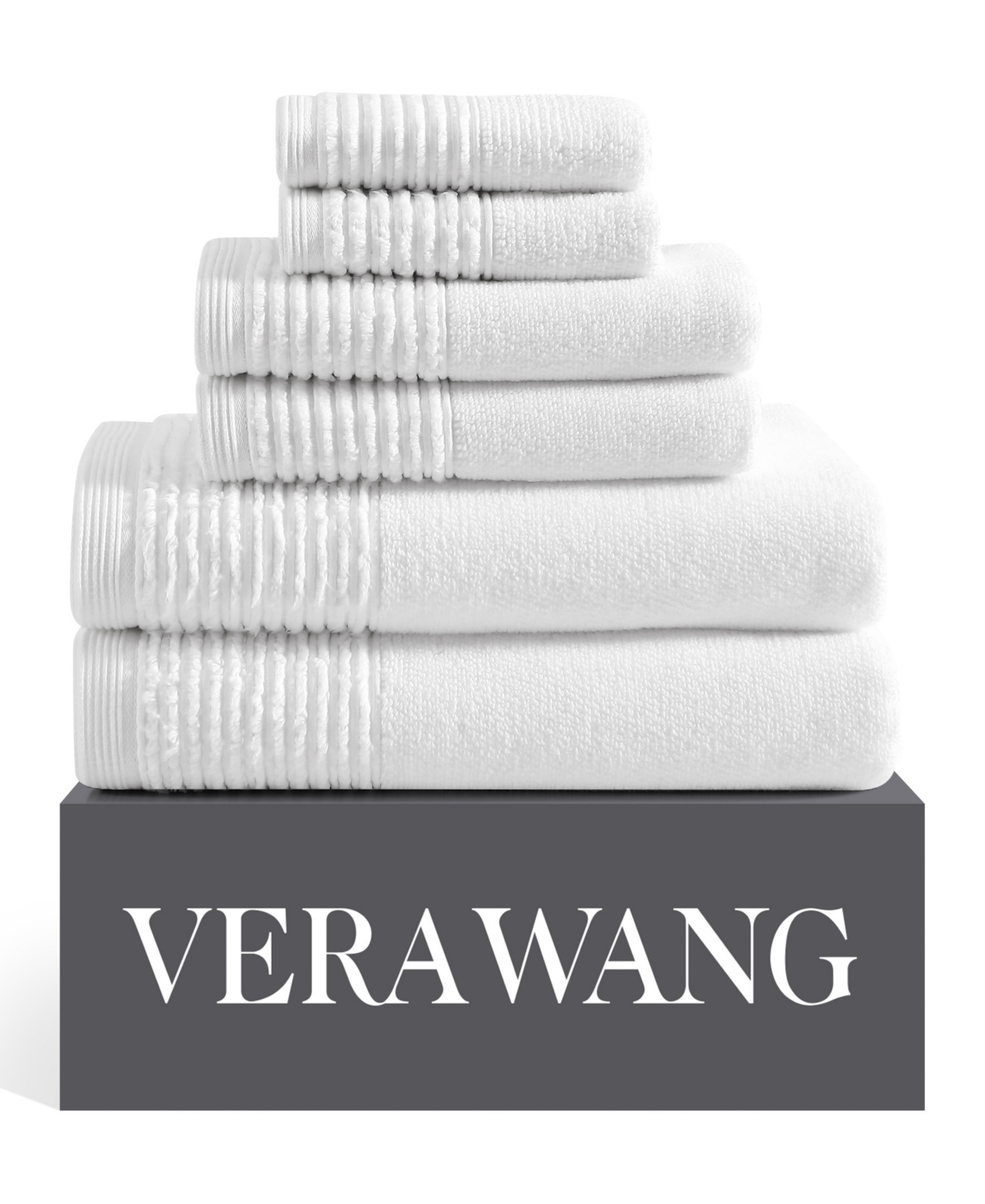 Vera Wang Sculpted Pleat Solid Cotton Terry 6-pc. Bath Towel Set In White