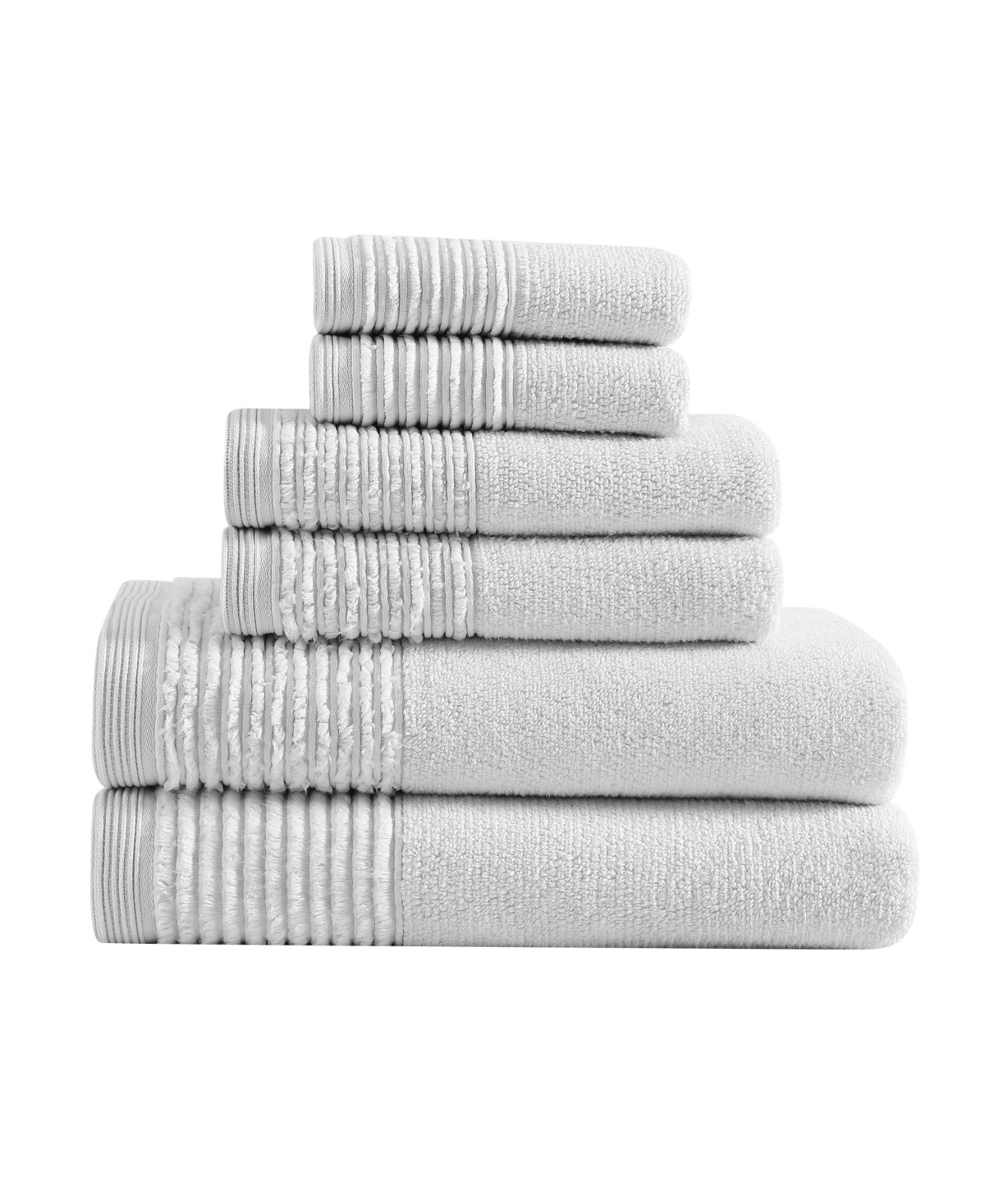 Vera Wang Sculpted Pleat Solid Cotton Terry 6-pc. Bath Towel Set In Light Gray