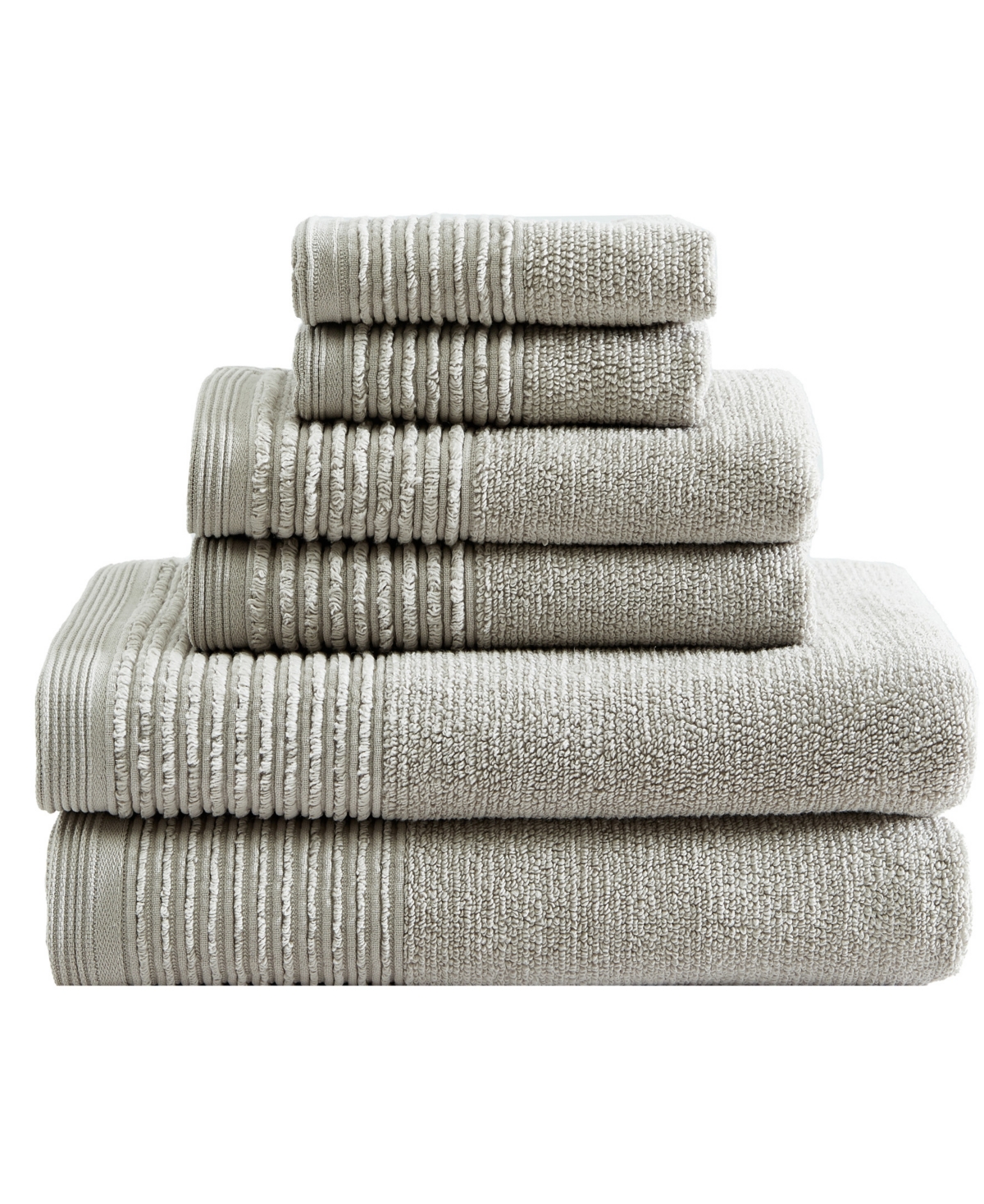 Vera Wang Sculpted Pleat Solid Cotton Terry 6-pc. Bath Towel Set In Pebble Gray