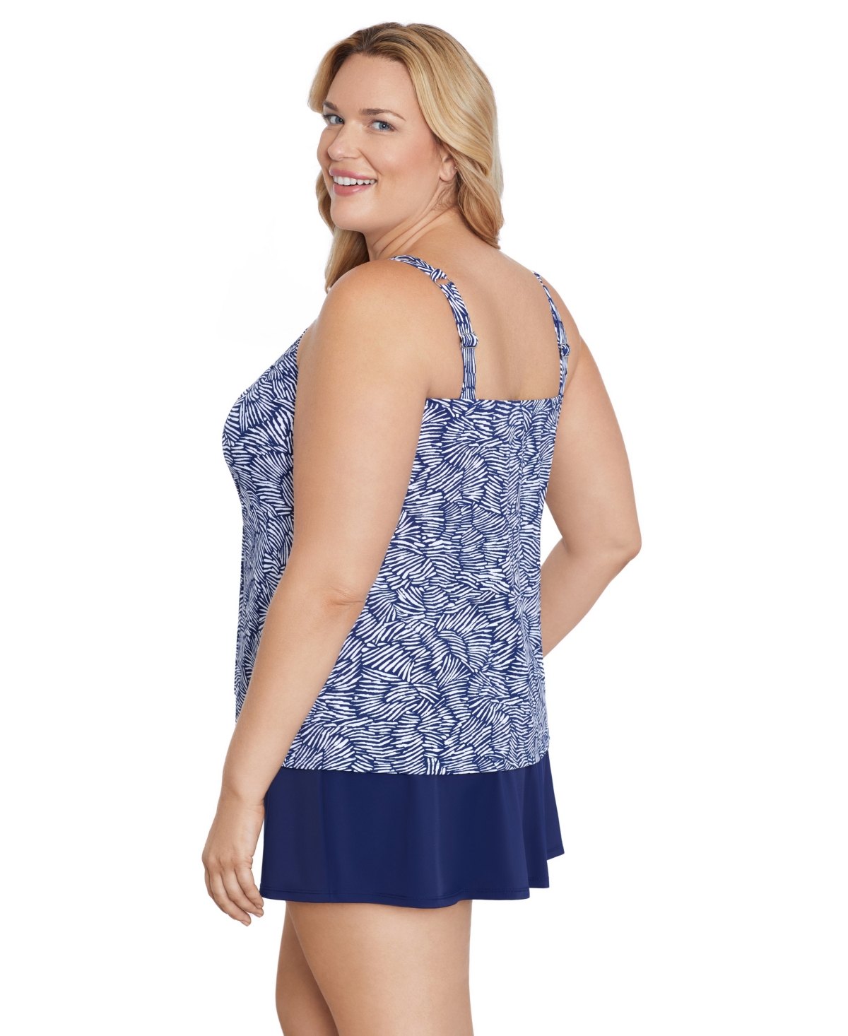 ShapeSolver by Penbrooke Plus Size ShapeSolver Handkerchief Hem Tankini Swimsuit Top