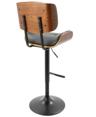 Lombardi Mid-Century Modern Adjustable Barstool in Faux Leather by Lumisource