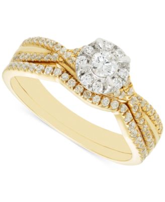 Macy's - Diamond Halo Twist Bridal Set (1/2 ct. t.w.) in 14k Gold