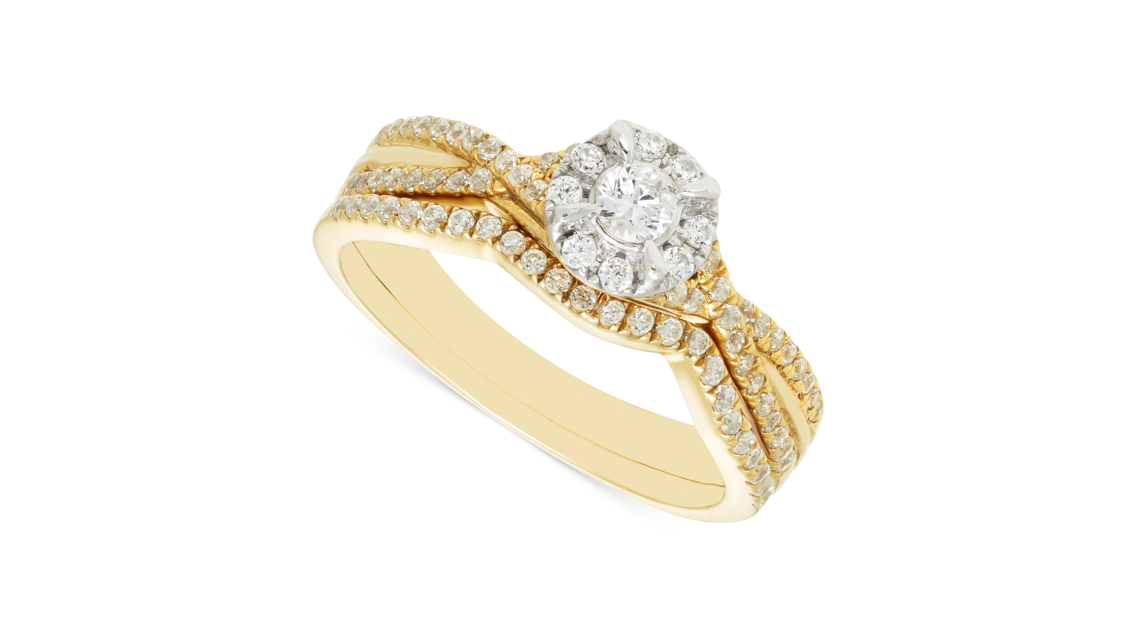 Diamond Halo Twist Bridal Set (1/2 ct. t.w.) in 14k Gold