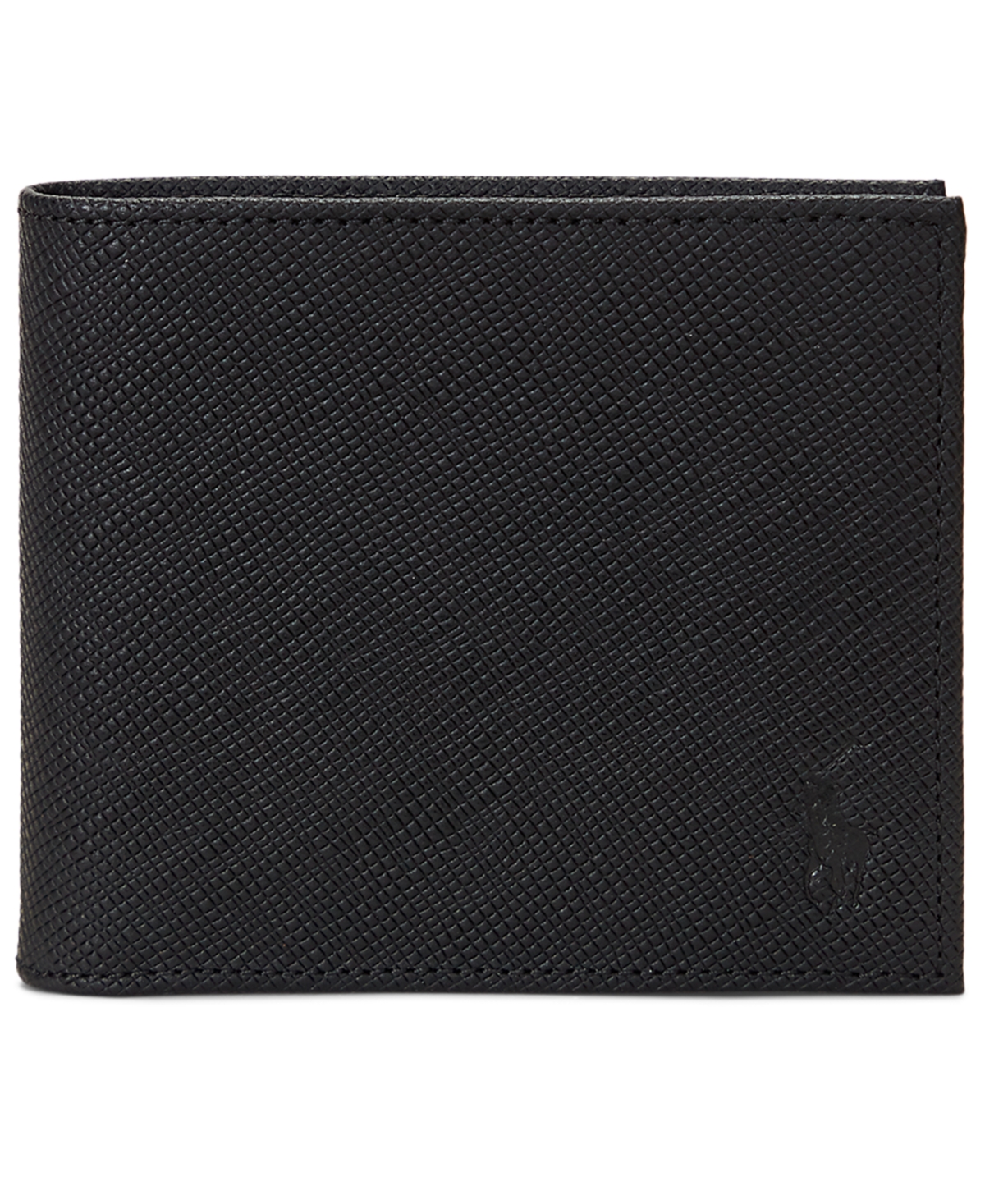 Men's Textured Saffiano Leather Billfold Wallet - Black