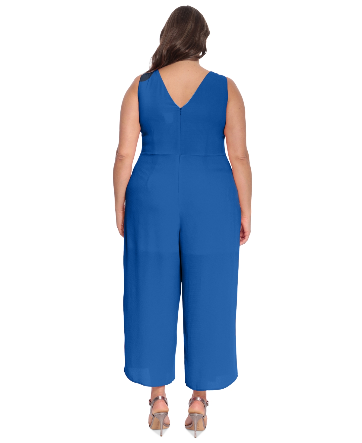 London Times Plus Size Sleeveless Sarong-Tie Jumpsuit