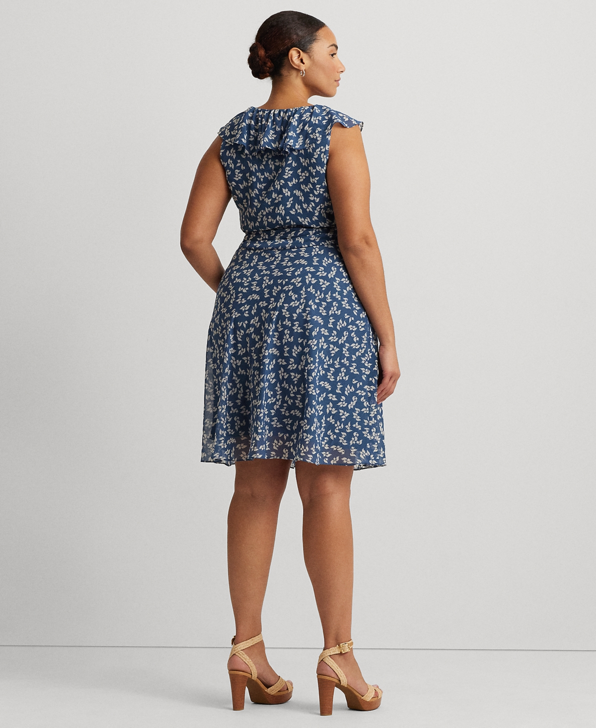 Lauren Ralph Lauren Plus Size Ruffled Floral Fit & Flare Dress
