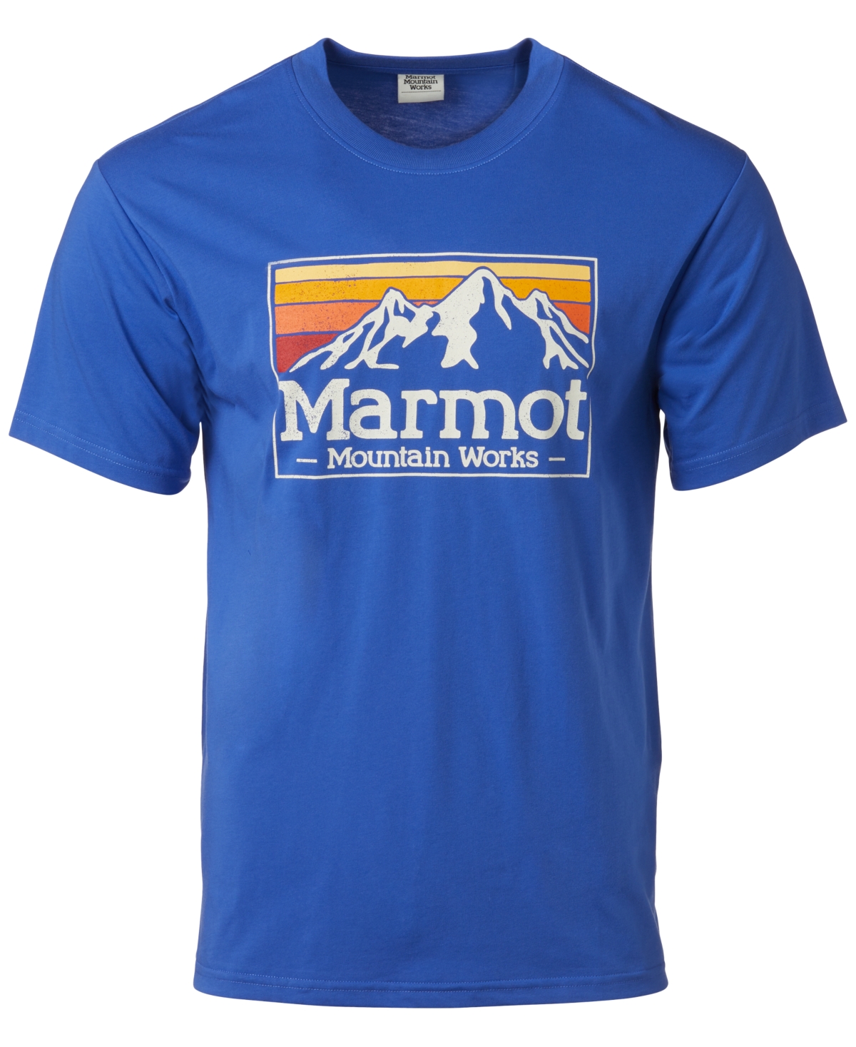 Shop Marmot Men's Mountain Works Gradient Logo Graphic Short-sleeve T-shirt In Trail Blue