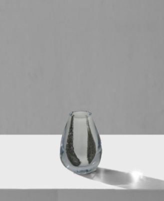 6.5"H White with Black Strokes Glass Bud Vase