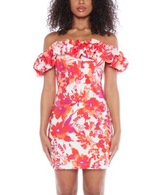 Bee Darlin Women's Scalloped Off-Shoulder Dress - Polyester/Spandex, A-Line, Casual & Wedding Guest - View #9