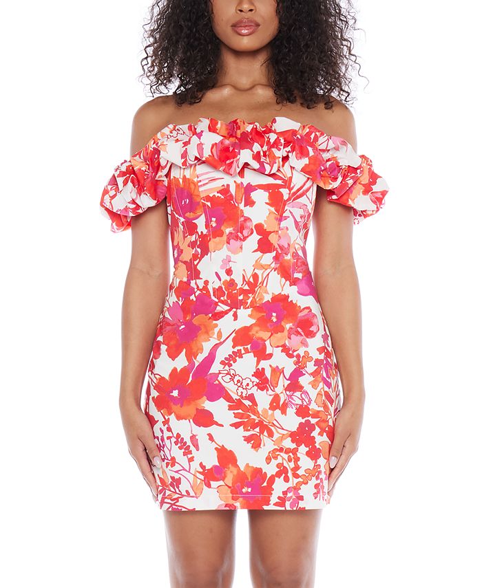 B Darlin Women's Ruffled Off-The-Shoulder Bodycon Dress - Macy's