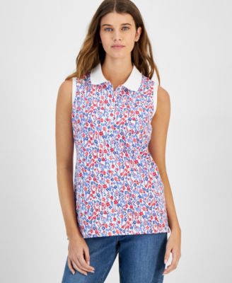 Tommy Hilfiger - Women's Floral Print Sleeveless Polo Shirt