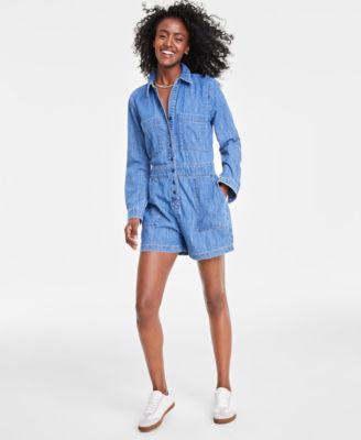 Denim utility romper on sale