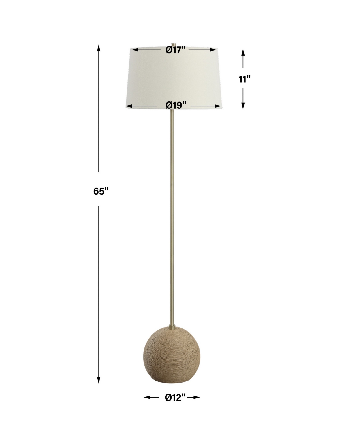 Uttermost 65" Captiva Floor Lamp, In Brass