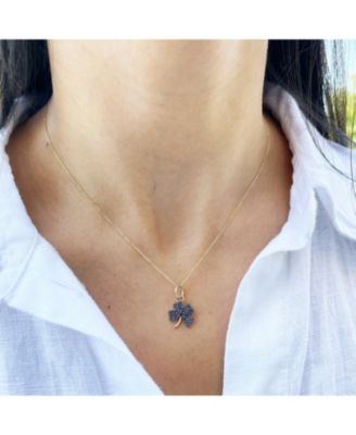 Blue Sapphire Clover Charm 14K Gold
