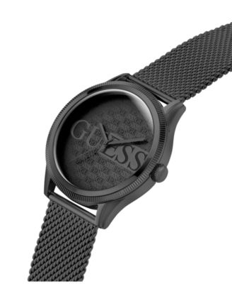 Men's Analog Black Stainless Steel Mesh Watch, 44mm