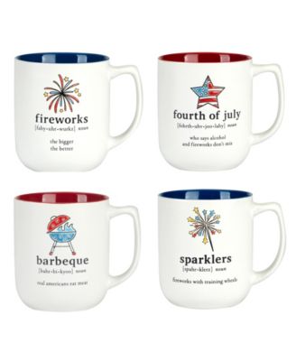 Patriotic Words Set of 4 Mugs