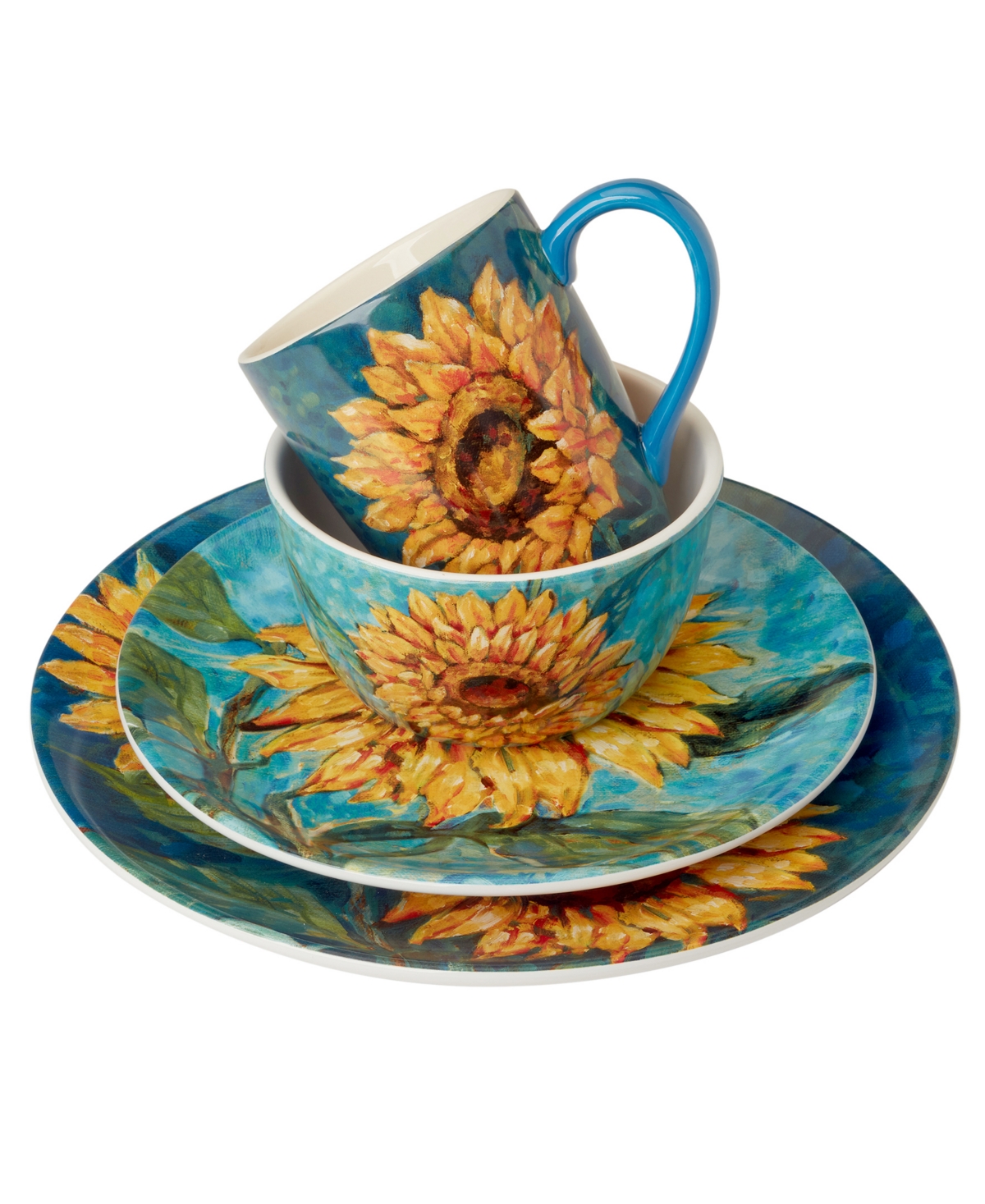 Certified International Golden Sunflowers 16Pc Dinnerware Set, Service for 4