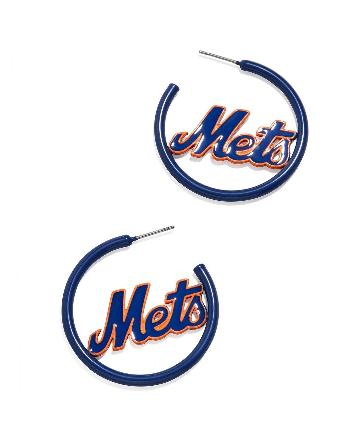 Women's Baublebar New York Mets Enamel Hoop Earrings - Navy