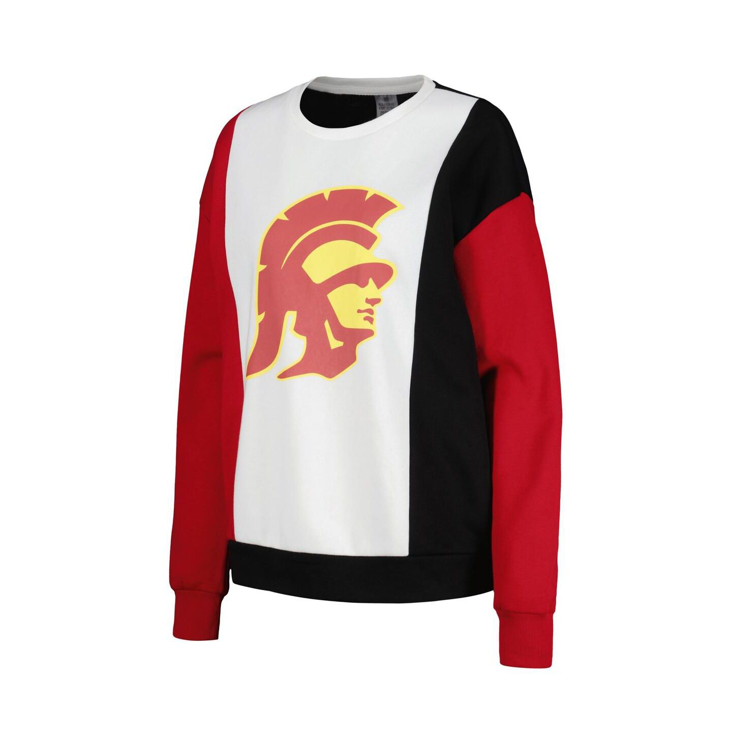 Женская толстовка Gameday Couture White, Black USC Trojans Vertical Color-Block Pullover — фото 2