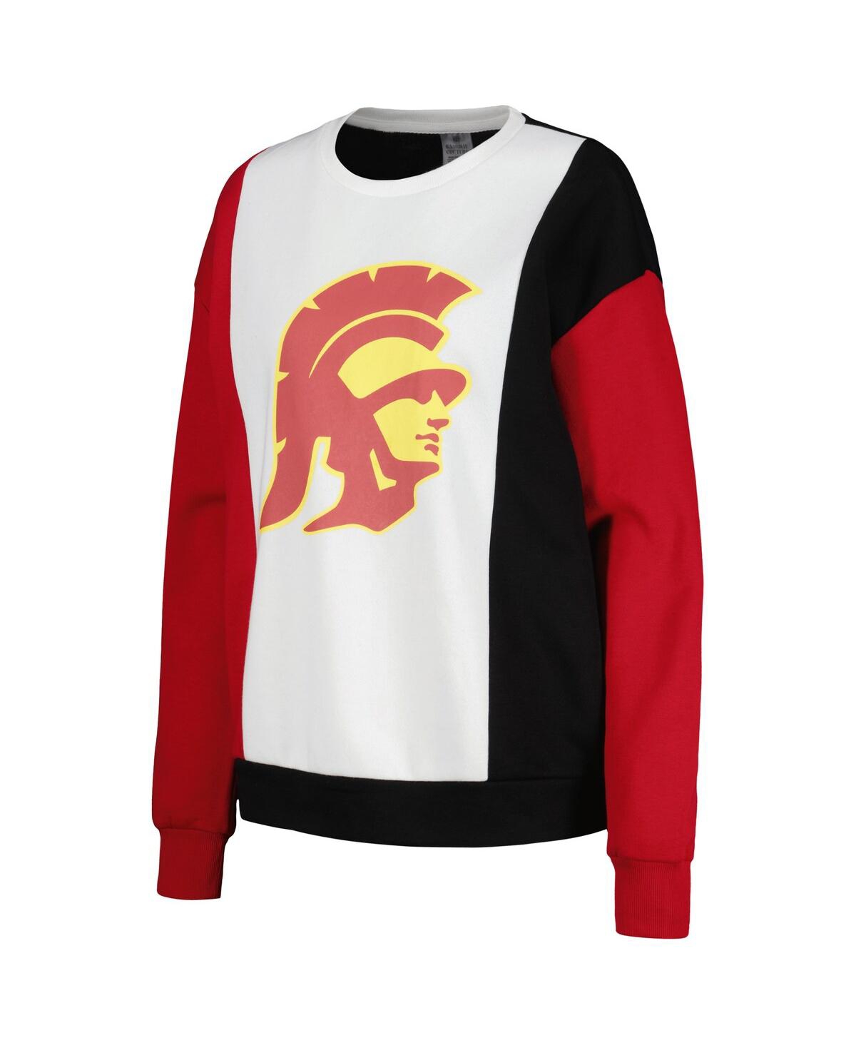 Women's Gameday Couture Black Usc Trojans Vertical Color-Block Pullover Sweatshirt - Black