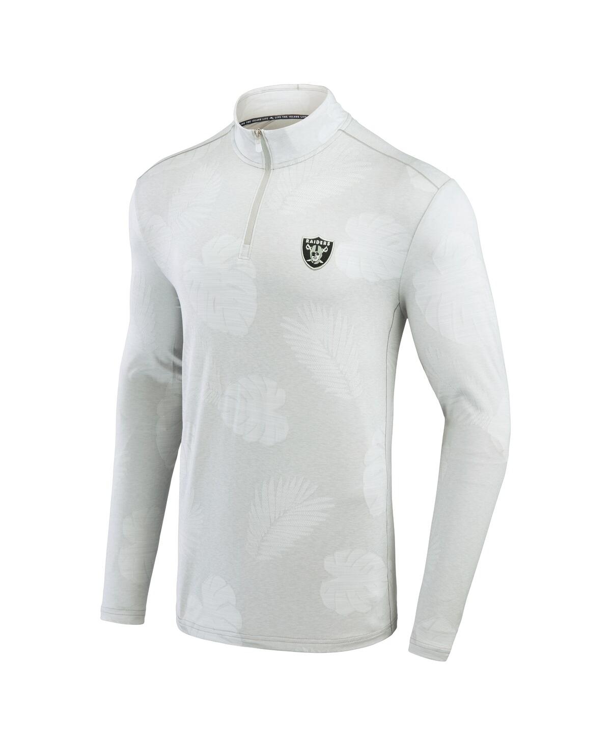 Shop Tommy Bahama Men's  Gray Las Vegas Raiders Delray Frond Islandzone Quarter-zip Sweatshirt