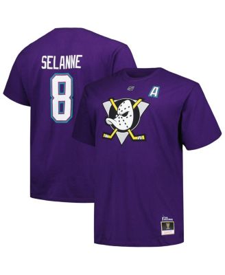 Men s Mitchell Ness Teemu Selanne Purple Anaheim Ducks Big and Tall Name Number T shirt Macy s