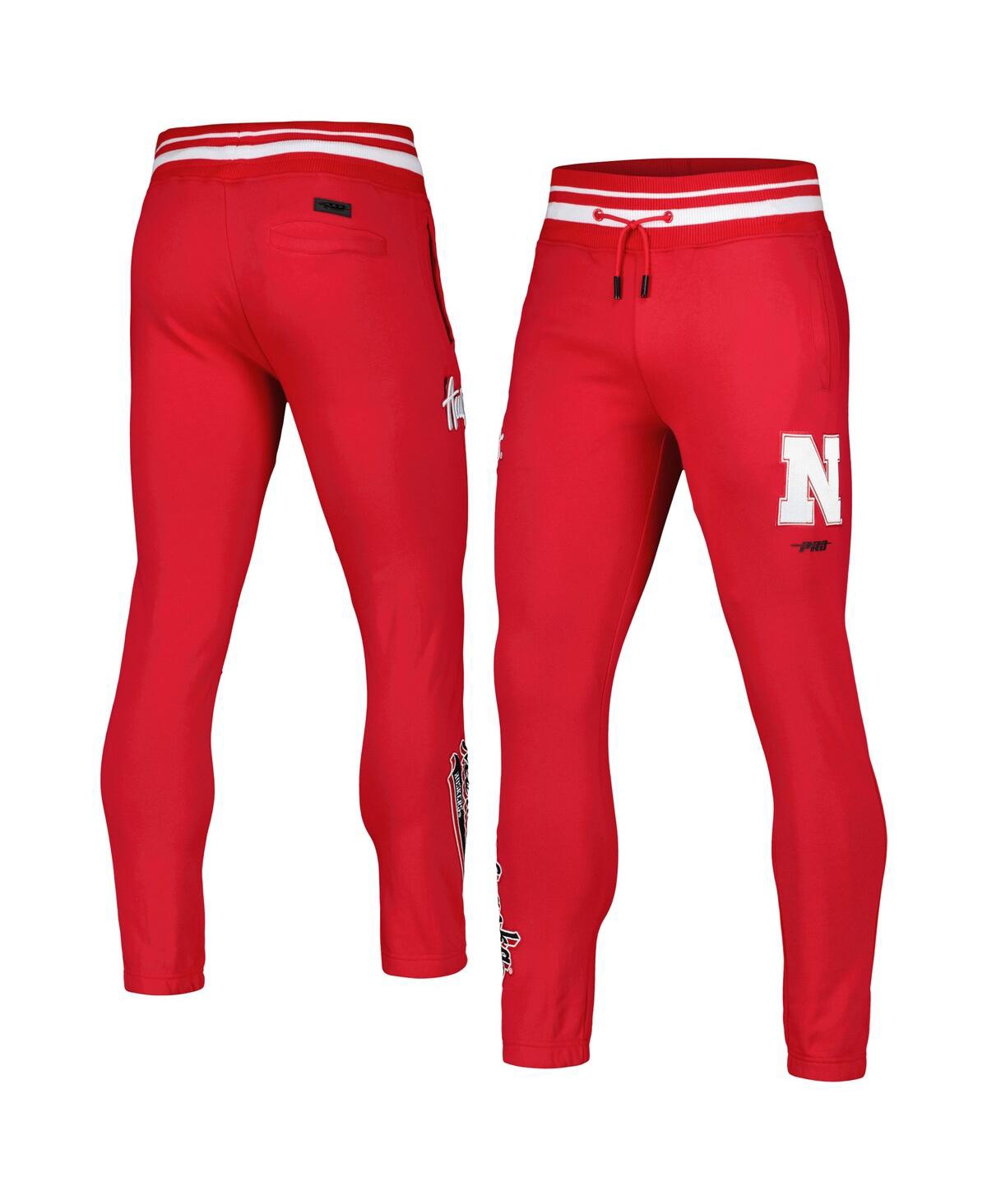 Shop Pro Standard Men's  Scarlet Nebraska Huskers Script Tail Fleece Sweatpants