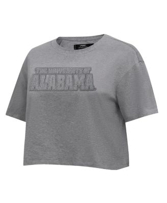Women's Heather Charcoal Alabama Crimson Tide Tonal Neutral Boxy Cropped T-shirt