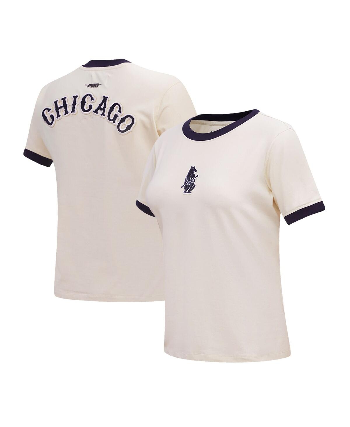 Women's Pro Standard Cream Chicago Cubs Retro Classic Ringer T-shirt - Cream