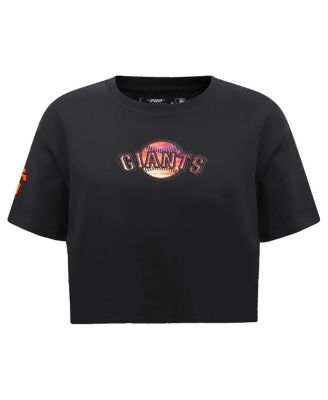 Women's Black San Francisco Giants Painted Sky Boxy Cropped T-shirt