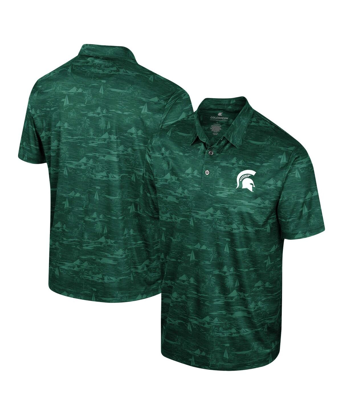 Men's Colosseum Green Michigan State Spartans Daly Print Polo Shirt - Green