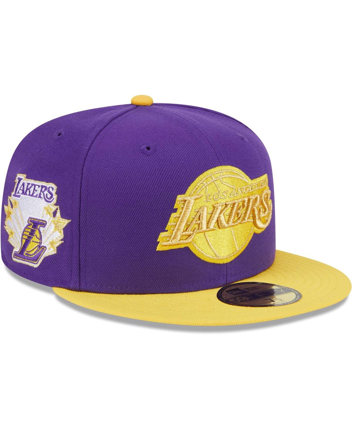 Men's New Era Purple, Gold Los Angeles Lakers Gameday Gold Pop Stars 59FIFTY Fitted Hat - Purple, Gold