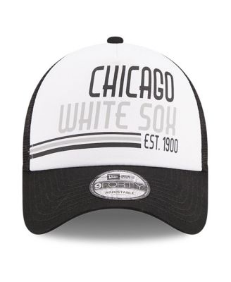 Men's White, Black Chicago White Sox Stacked A-Frame Trucker 9FORTY Adjustable Hat