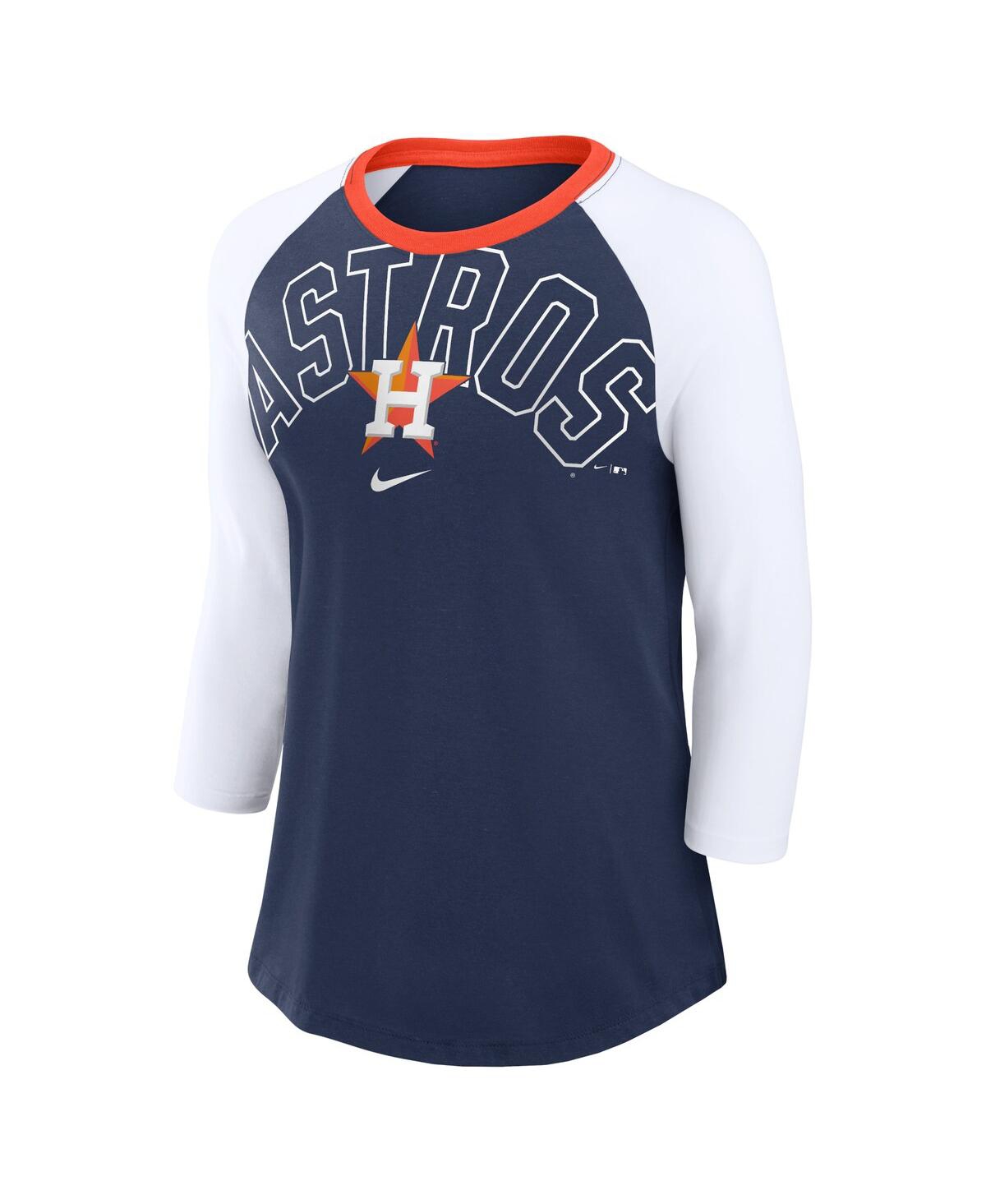 Women's Nike White Houston Astros Knockout Arch 3/4-Sleeve Raglan Tri-Blend T-shirt - White