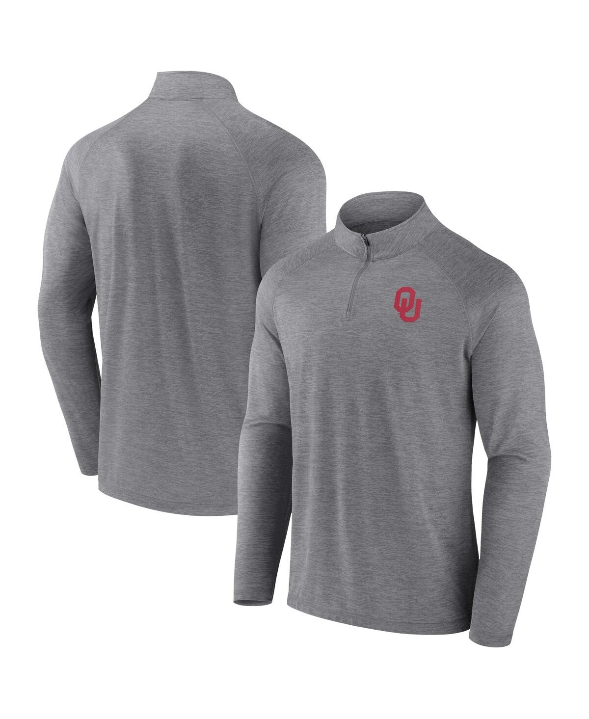 Fanatics Men's  Gray Oklahoma Sooners Primary Logo Raglan Quarter-zip Top