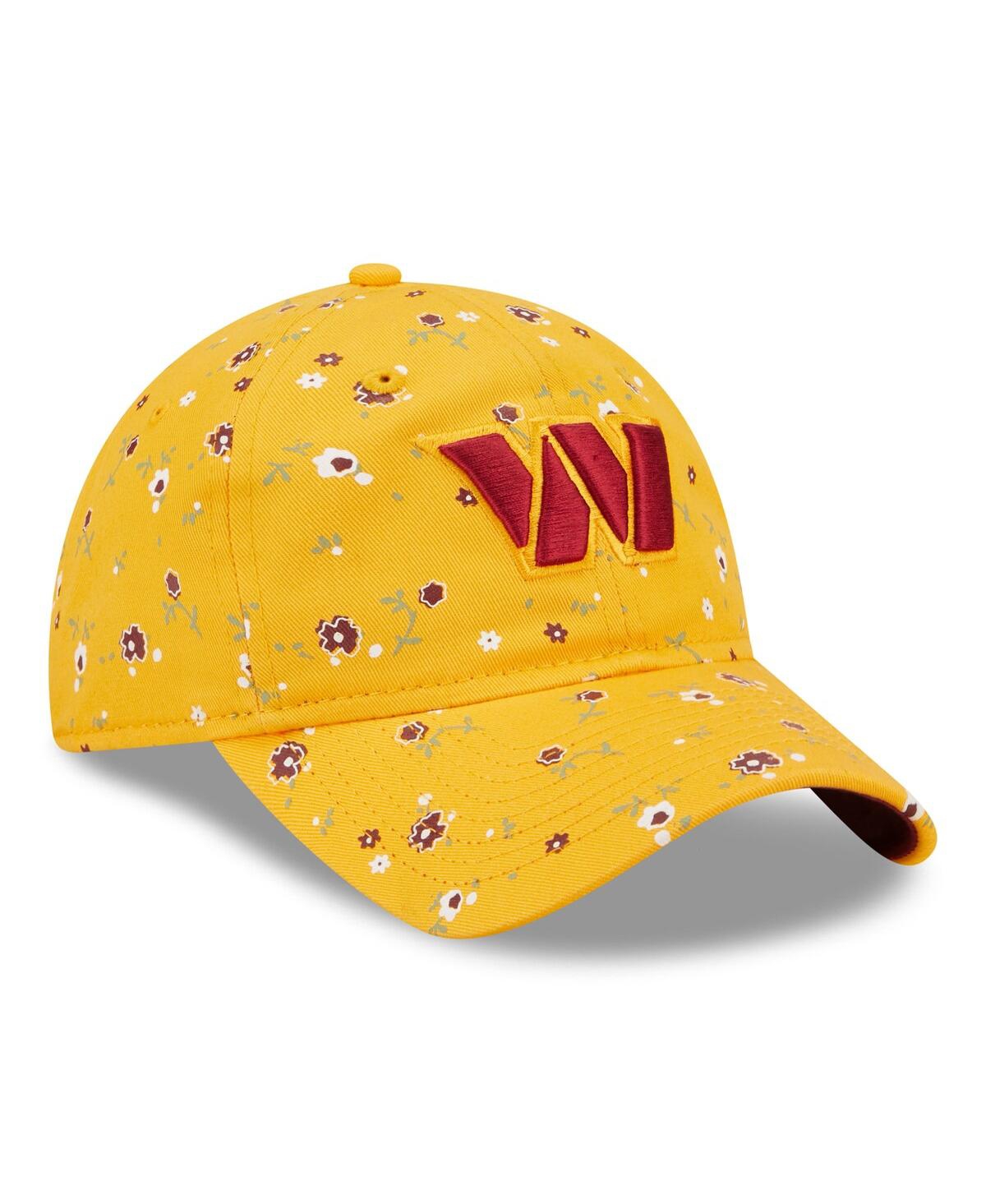 Women's New EraWashington Commanders Floral 9TWENTY Adjustable Hat - Gold
