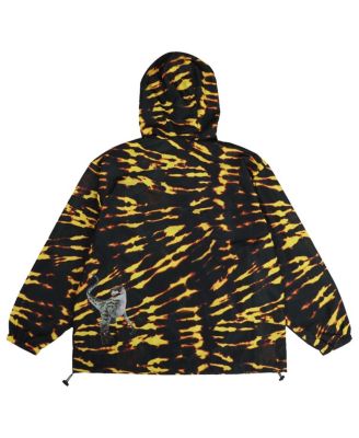 Men's Black Jurassic Park Raptor Tie-Dye Hoodie Half-Zip Anorak Jacket