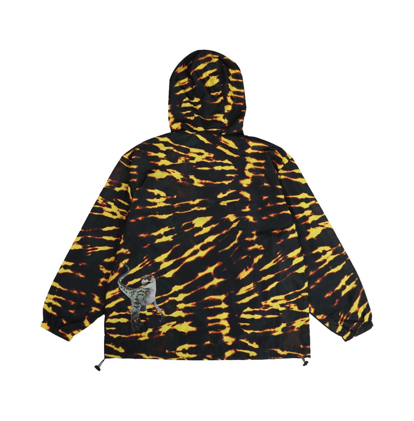 Мужские худи DUMBGOOD Black Jurassic Park Raptor Tie-Dye Half-Zip Anorak Jacket — фото 2