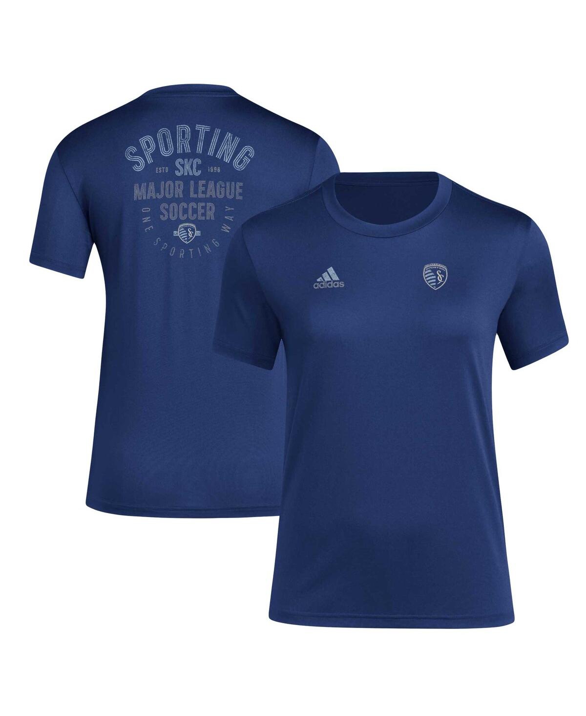 Women's adidas Navy Distressed Sporting Kansas City Local Stoic T-shirt - Navy
