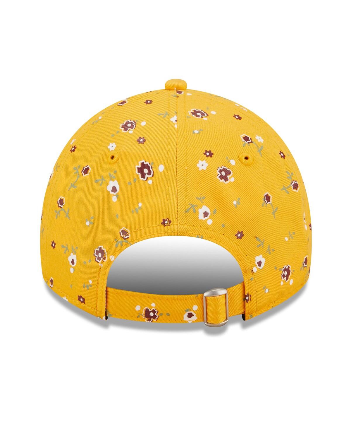 Women's New EraWashington Commanders Floral 9TWENTY Adjustable Hat - Gold