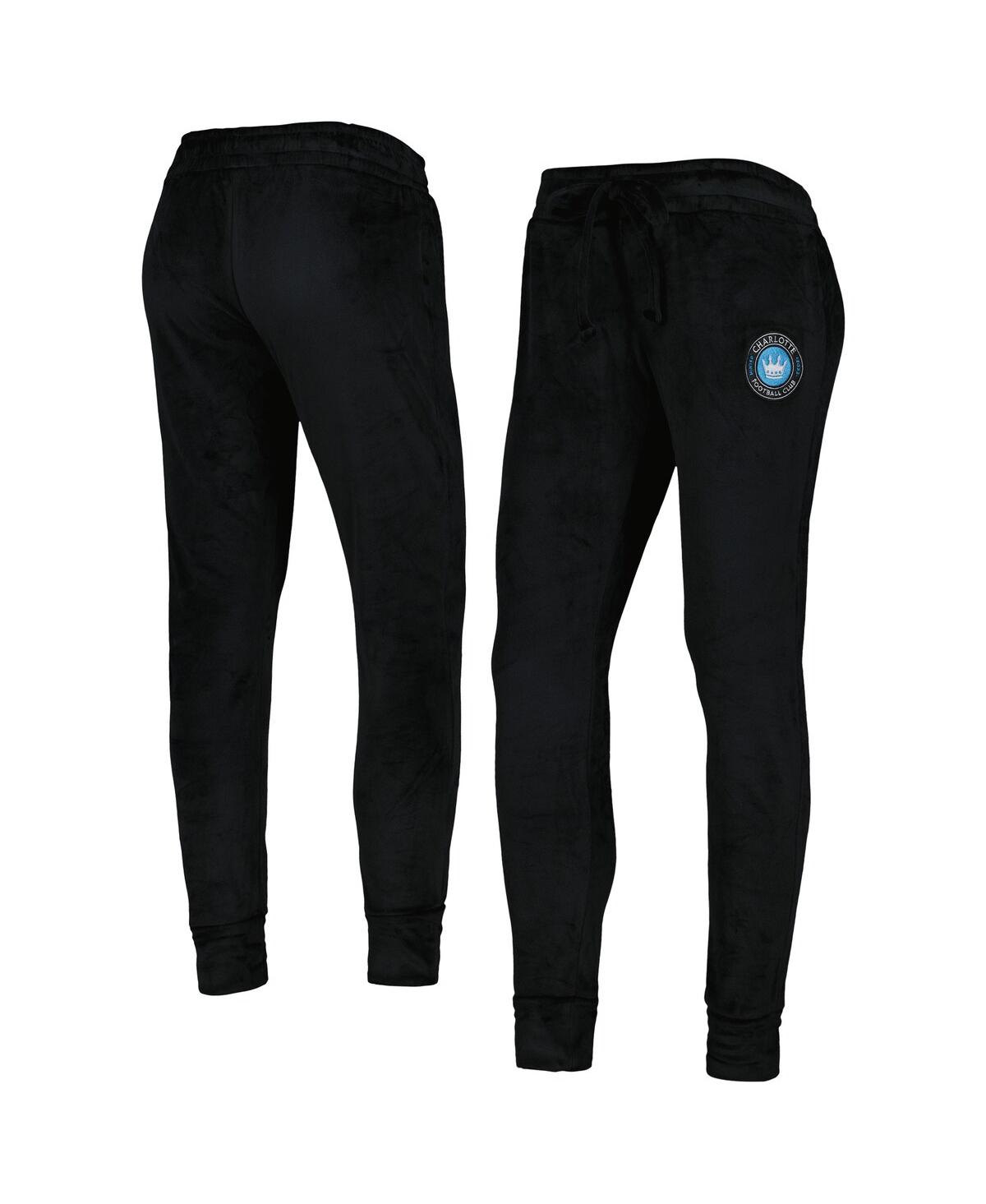 Women's Concepts Sport Black Charlotte Fc Intermission Velour Cuffed Pants - Black