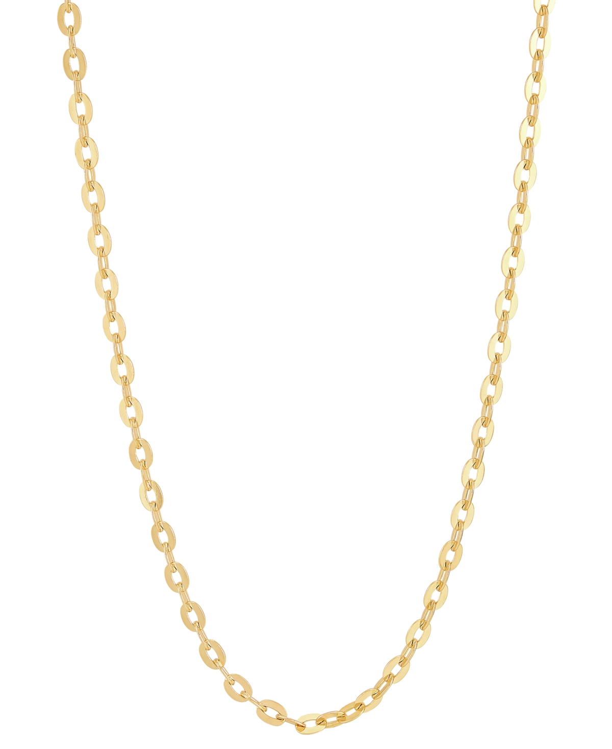 Polished Solid Cable Link 18" Chain Necklace in 14k Gold - Yellow Gold