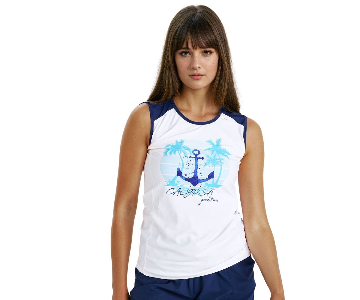 Calypsa Women's Loose Fit Maya Swim Top -/ navy