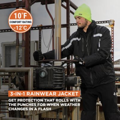 Men's 3-in-1 Rainwear Jacket Waterproof Raincoat, Versatile All-Weather Outerwear, Breathable Design